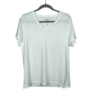 NWOT Bombas Bee Better T-shirt Pima Cotton V-Neck Women White Lightweight Medium
